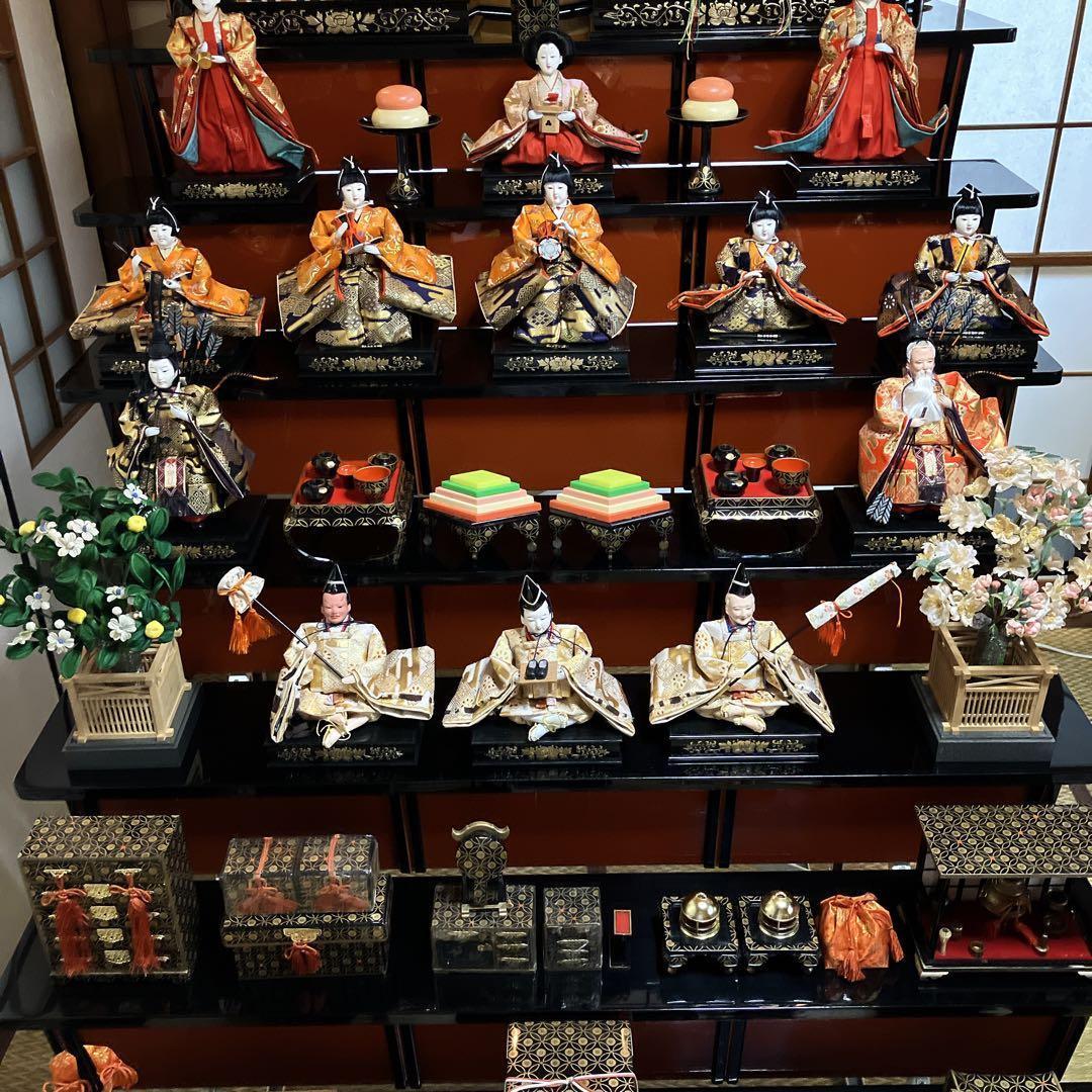 ②高級ひな壇　7段40号 木製黒塗り スチール【①②③同時購入限定】