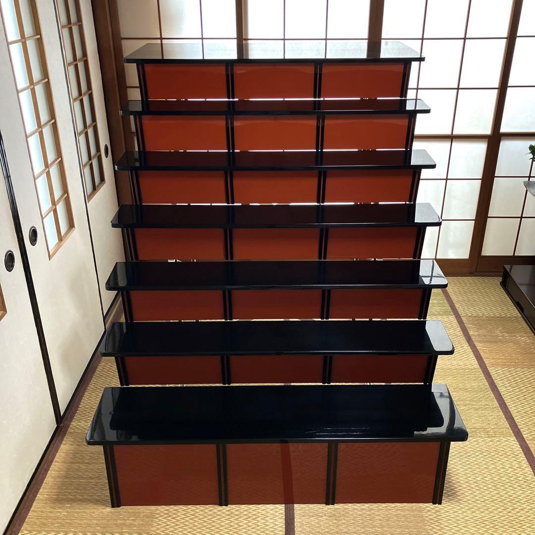 ②高級ひな壇　7段40号 木製黒塗り スチール【①②③同時購入限定】