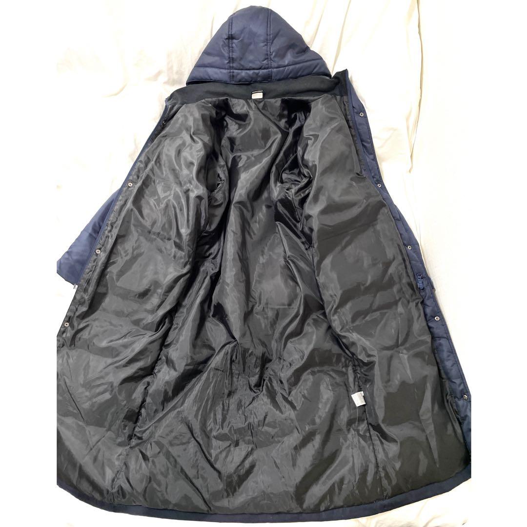 ■美品■アンブロ　極暖ベンチコート　ロングダウンコート　取外しフード　ロゴ刺繍
