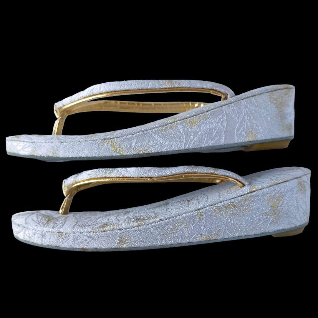 草履 バック セット ゴールド 金 白 ホワイト シルバー 葉 銀 050705