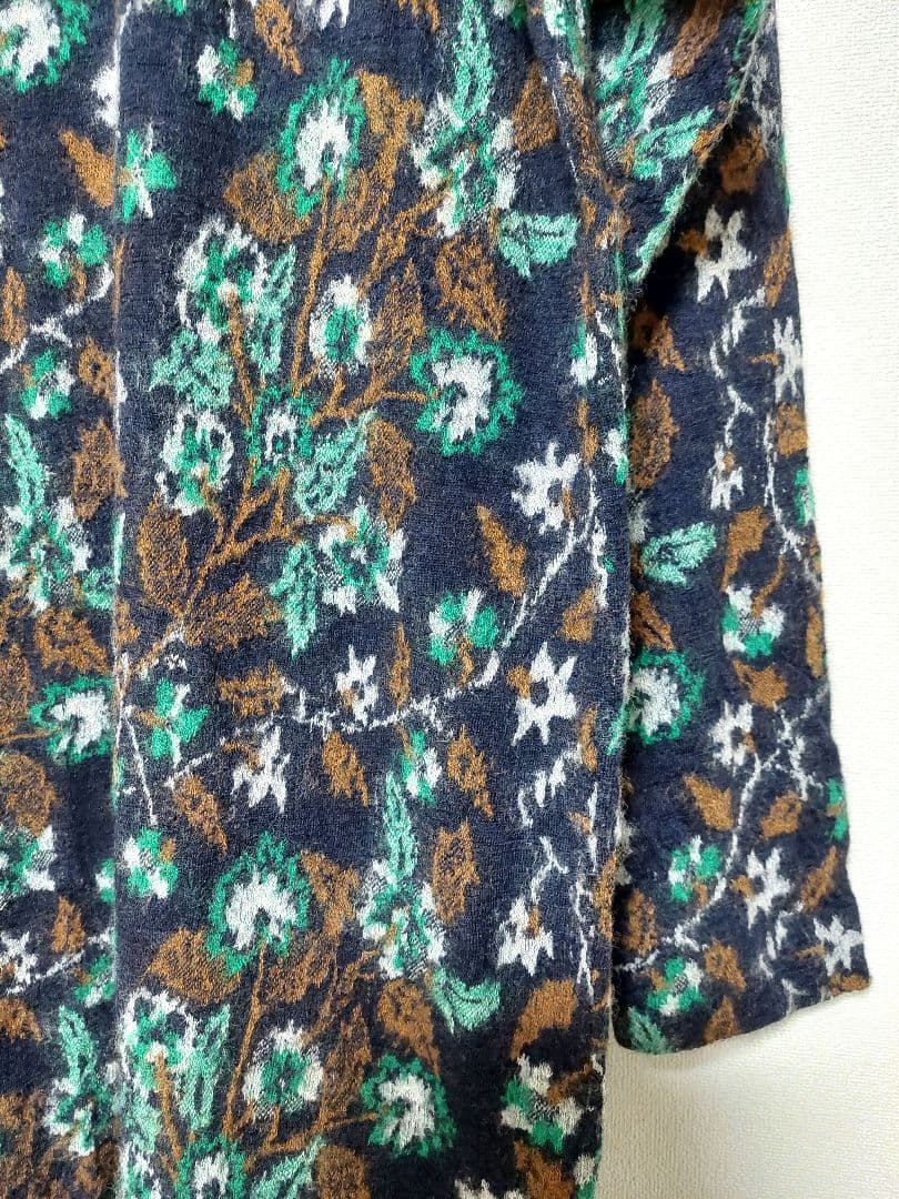 45R 45rpm フラワーモチーフ ウール 長袖ワンピース 　極美品✨