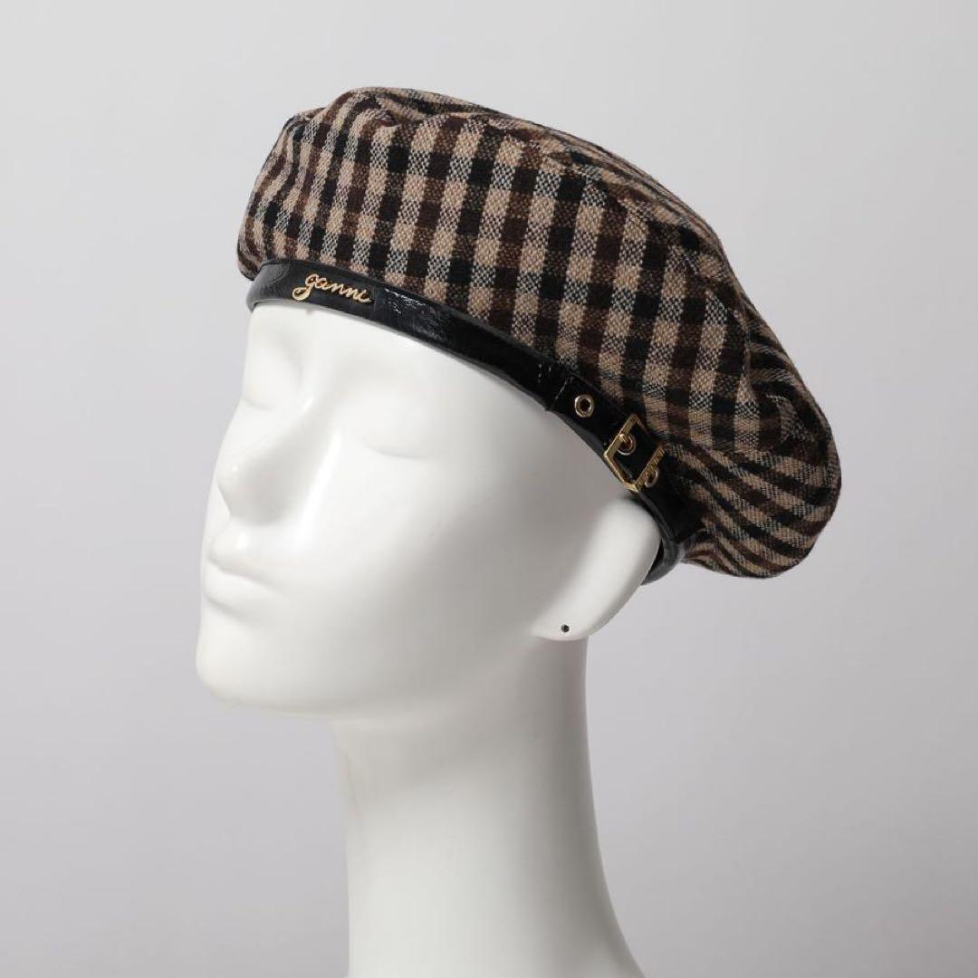 最終値下2025新作ganni チェック柄 ベレー帽スノ渡辺さん番組着用同型
