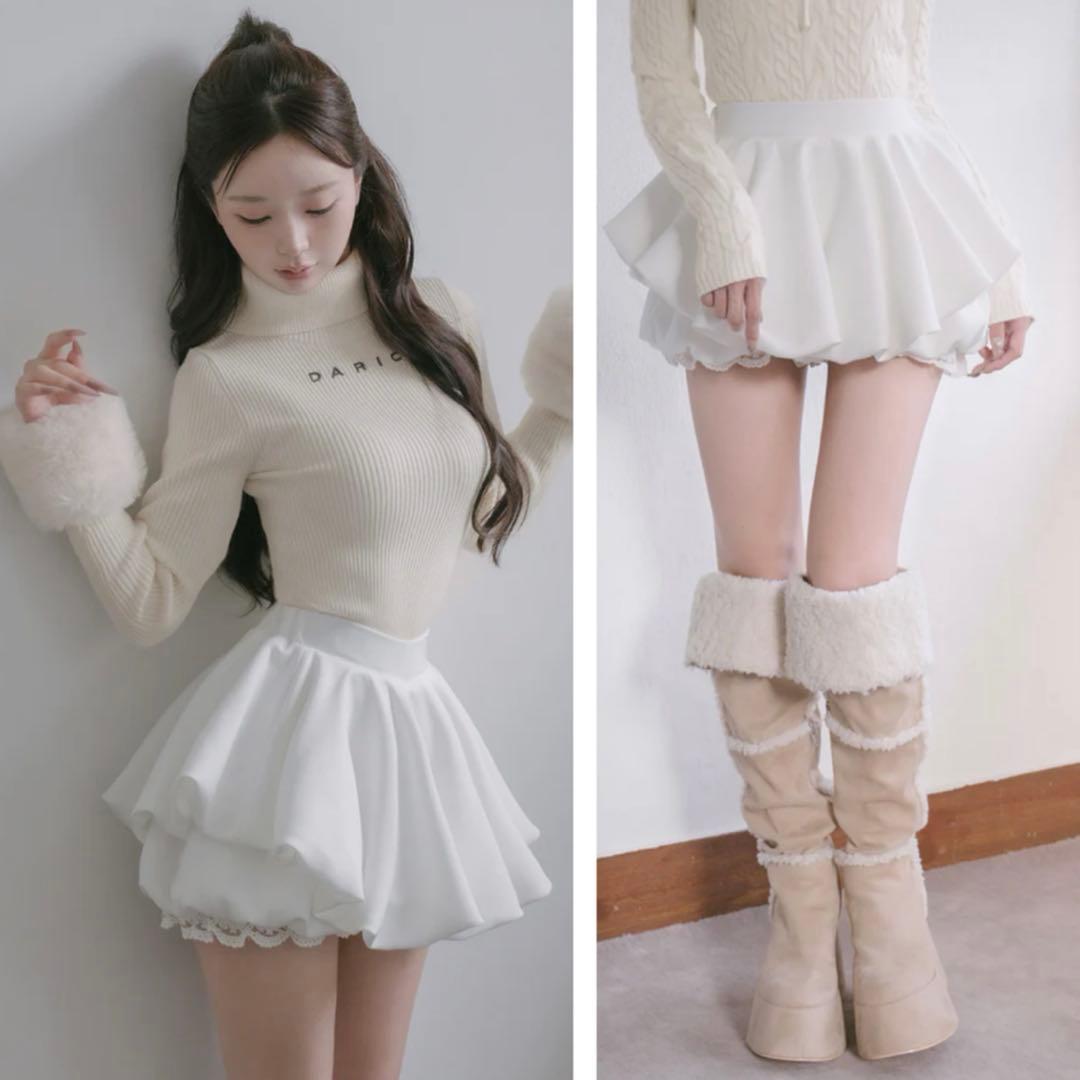 新品・未開封♡Darich♡ボリュームバルーンミニスカート　(WHT・FL)