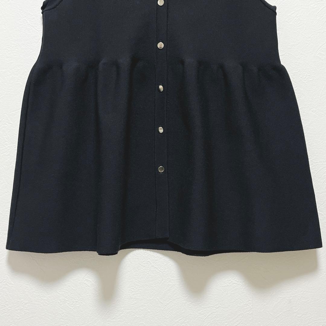 【ユナイテッドアローズ】ペプラム フリルスリーブ ニットベスト/ブラック