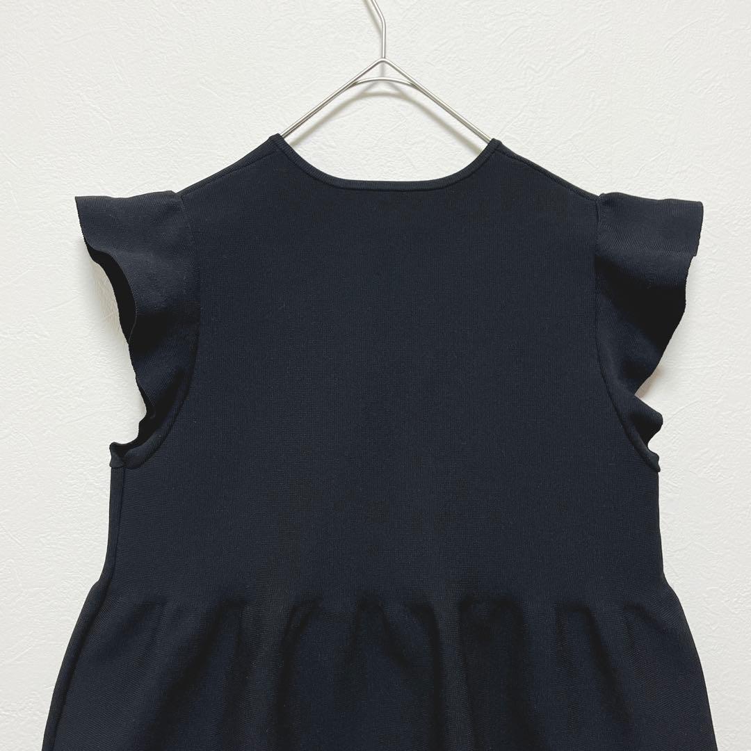 【ユナイテッドアローズ】ペプラム フリルスリーブ ニットベスト/ブラック