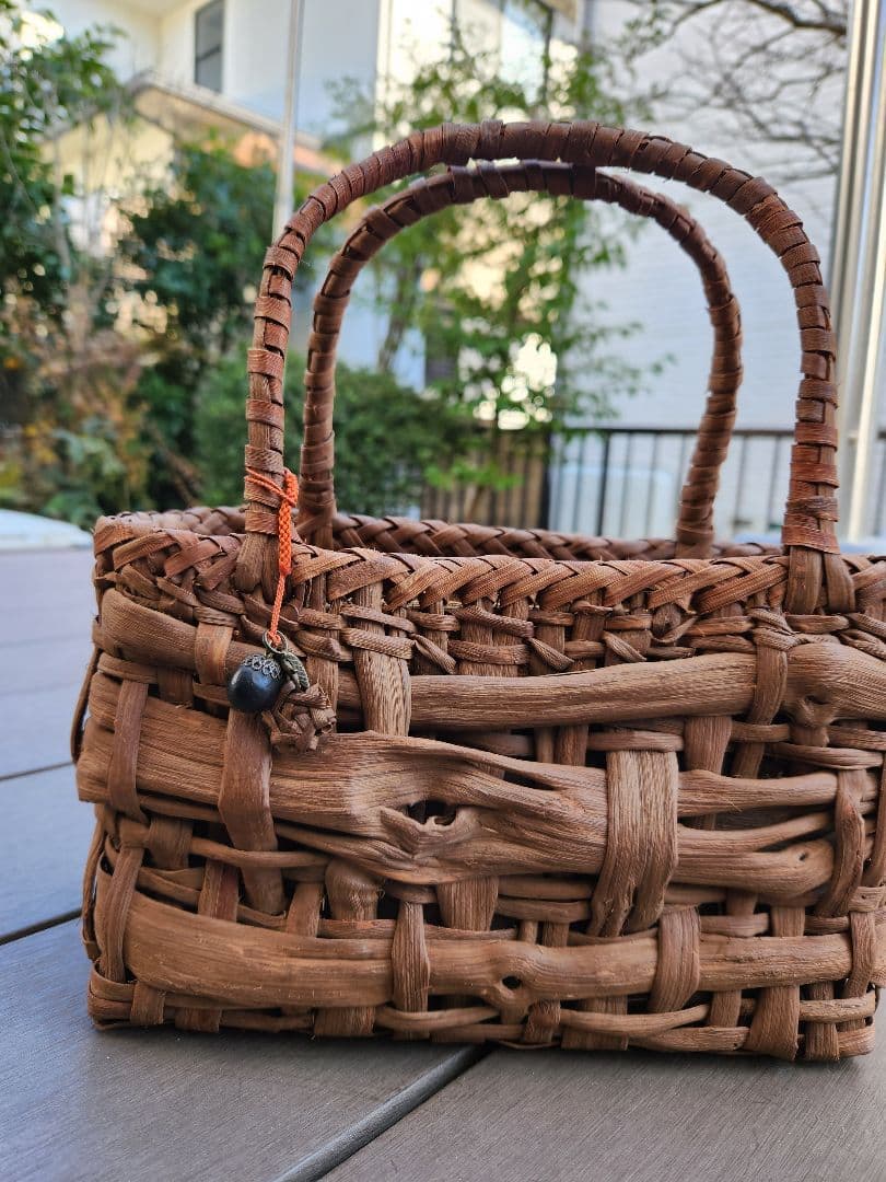 国産 山葡萄かごバッグ 乱れ編み