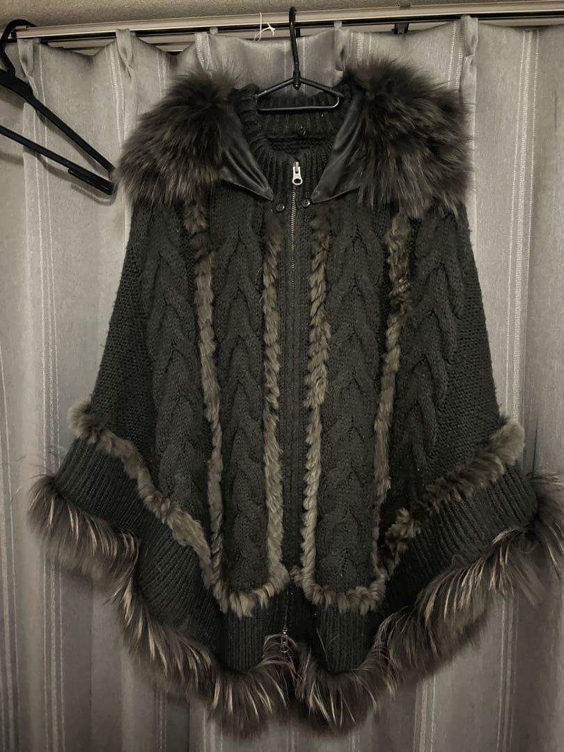 森ガール ファー付きポンチョ fairygrunge