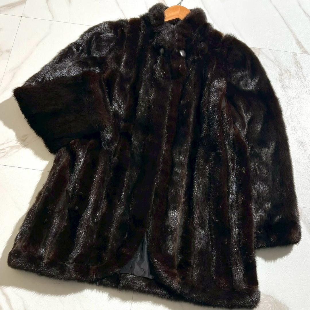 希少美品クリスチャンディオール デミバフミンク 裏地CD総柄 ファー 毛皮 L