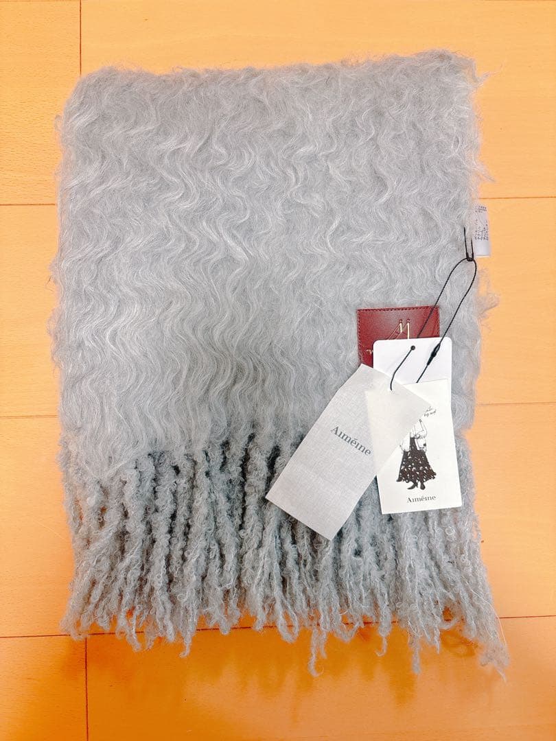 新品・タグ付き＊Aimeine シャギーモヘヤビッグマフラー(グレー)