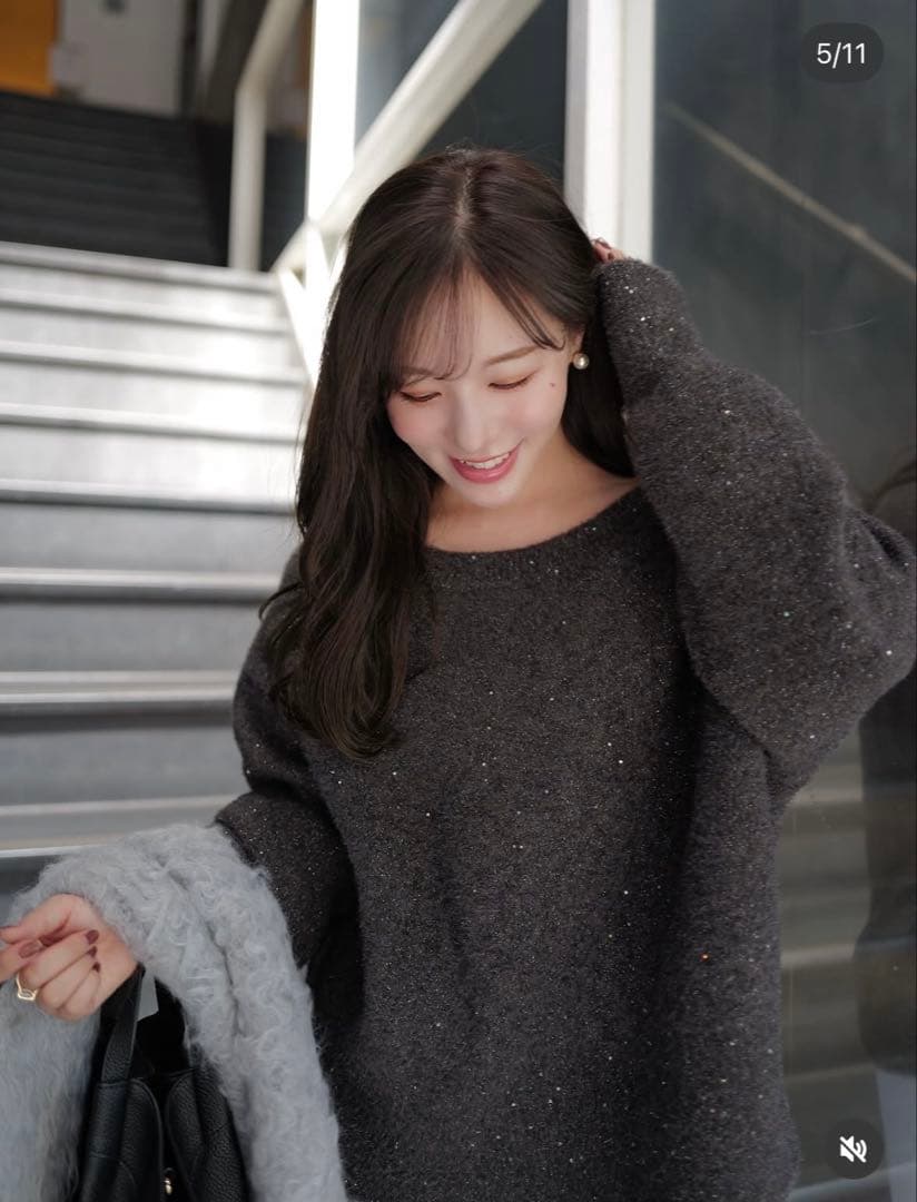 新品・タグ付き＊Aimeine シャギーモヘヤビッグマフラー(グレー)