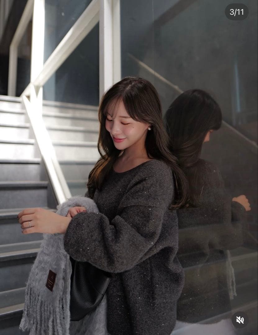 新品・タグ付き＊Aimeine シャギーモヘヤビッグマフラー(グレー)