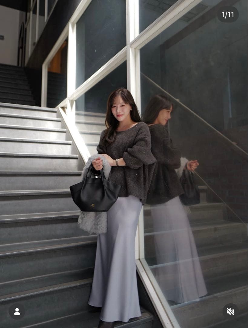 新品・タグ付き＊Aimeine シャギーモヘヤビッグマフラー(グレー)