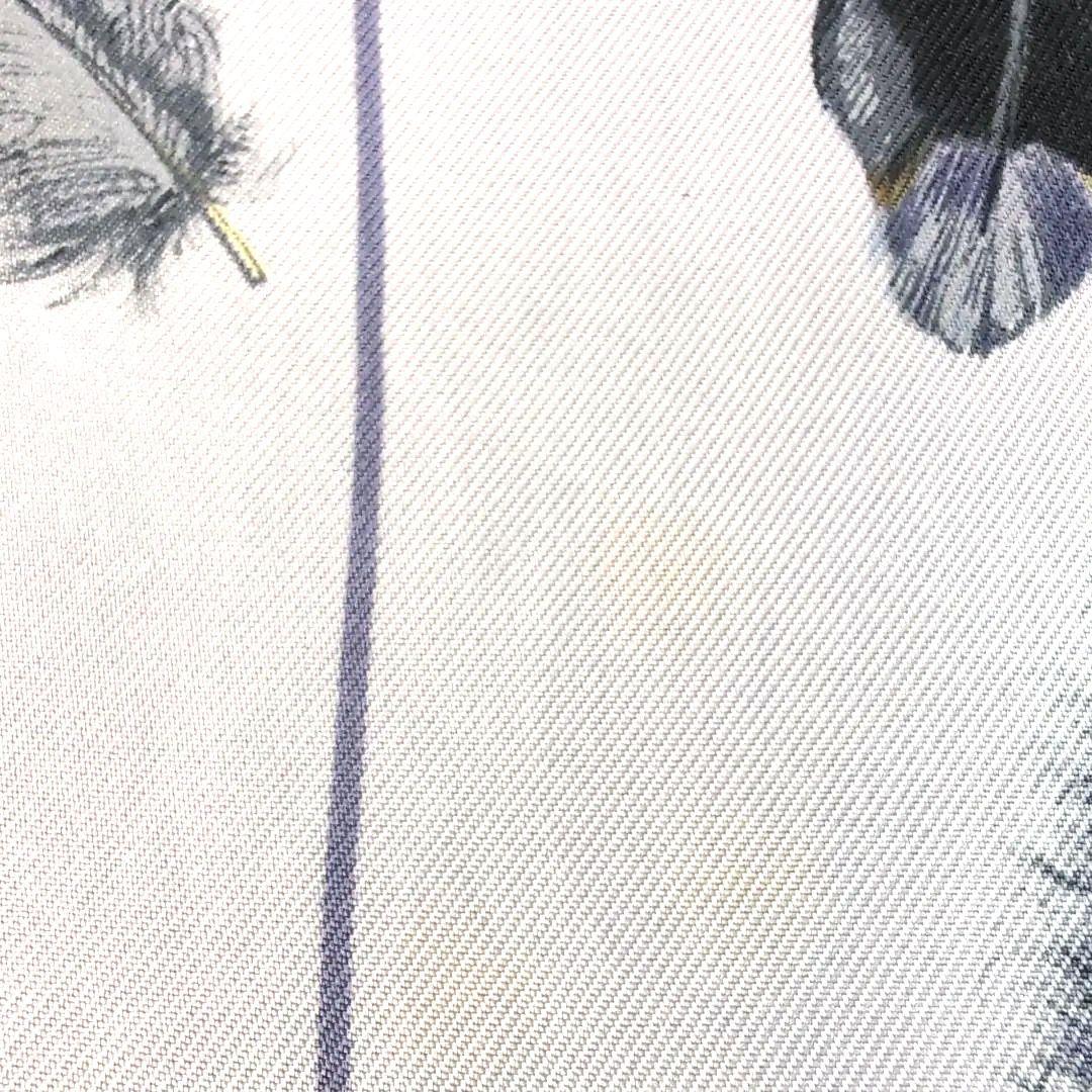 HERMES リバーシブル大判ショール シルク×アンゴラ 羽根柄 青灰 d112