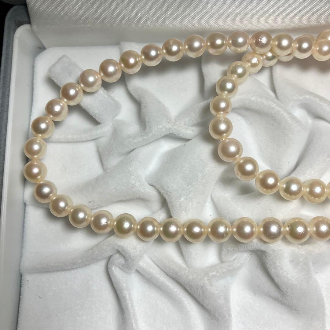 テリ強 2連✨ あこや真珠 ネックレス 6-6.5mm 63g 計103㎝ SV