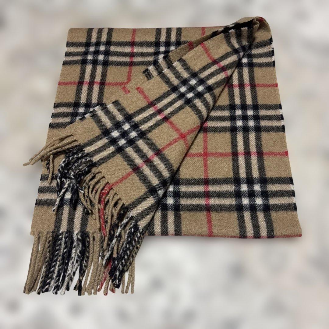 極美品　Burberrys ノバチェック カシミヤマフラー 英国製 ベージュ