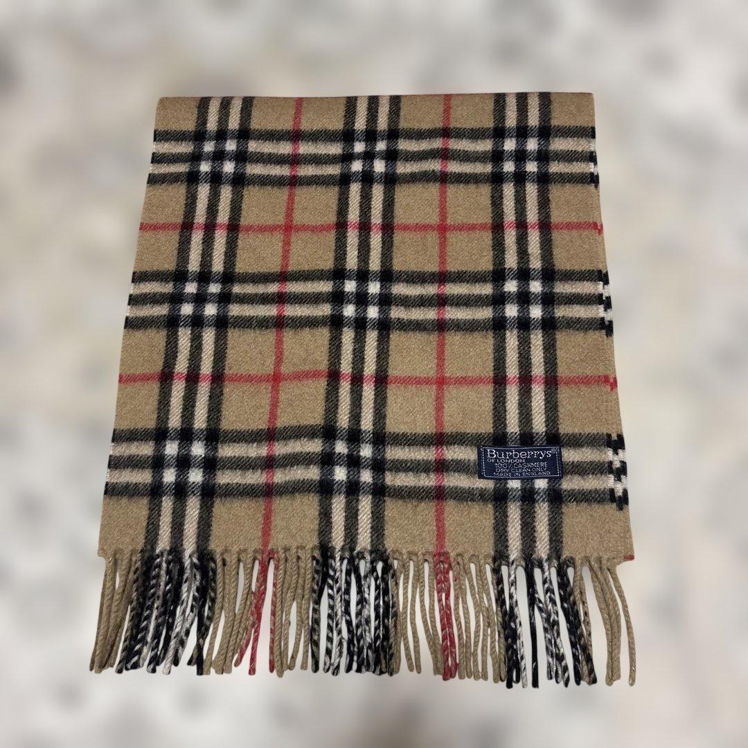 極美品　Burberrys ノバチェック カシミヤマフラー 英国製 ベージュ