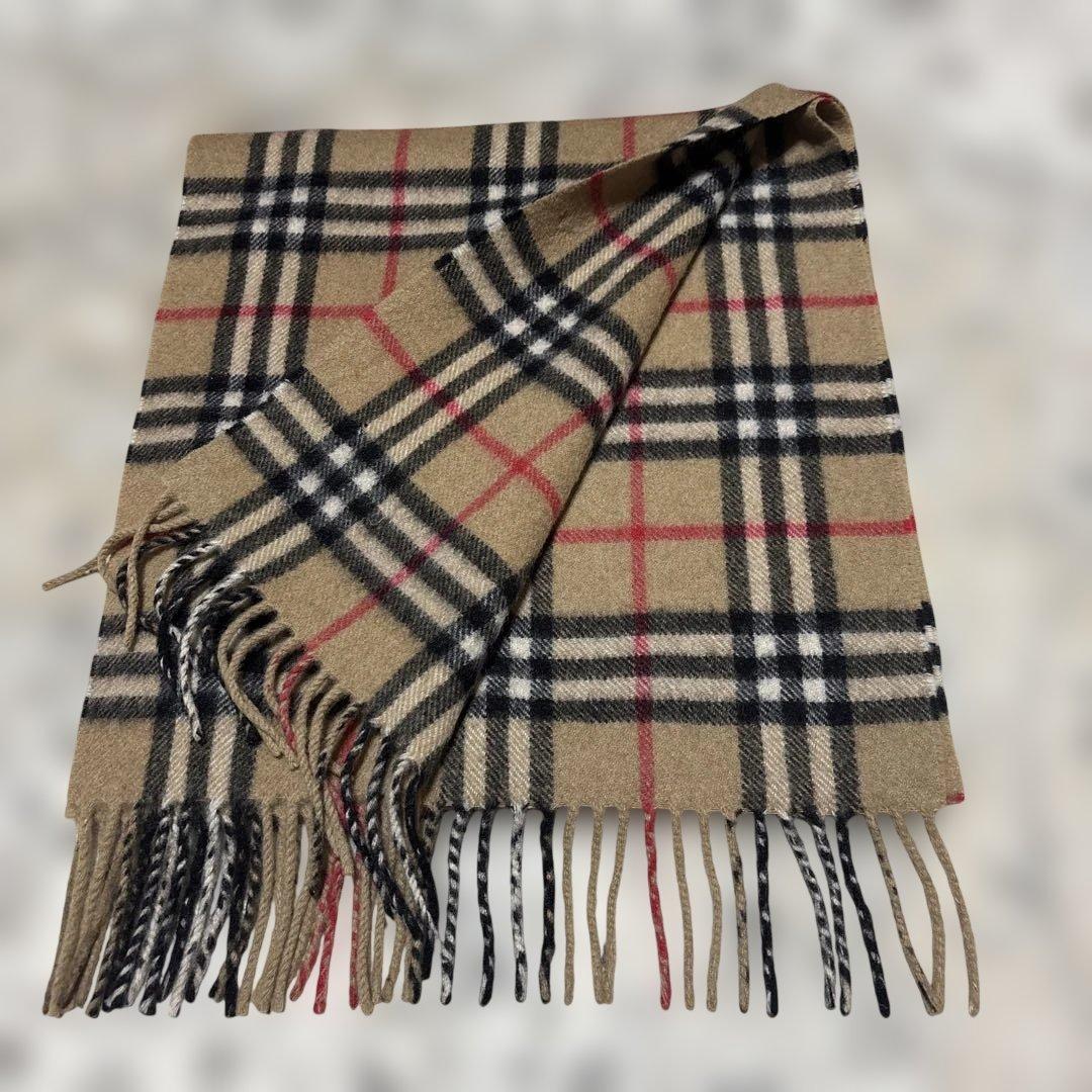 極美品　Burberrys ノバチェック カシミヤマフラー 英国製 ベージュ