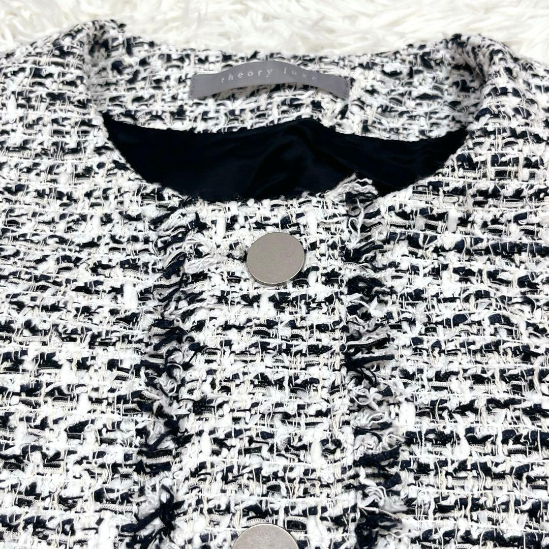 美品✨2025SS セオリーリュクス ツイードノーカラージャケット サイズ38