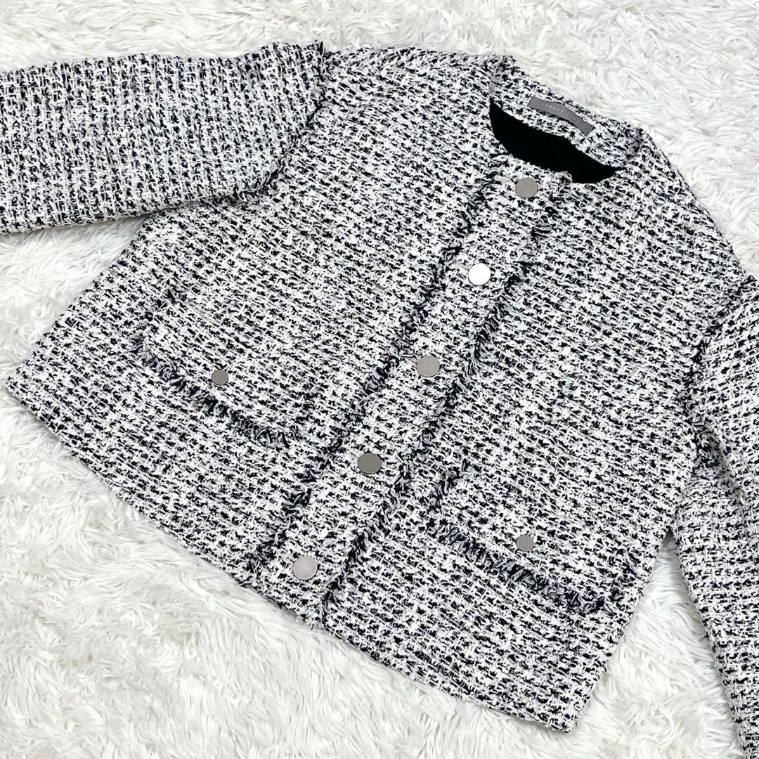 美品✨2025SS セオリーリュクス ツイードノーカラージャケット サイズ38