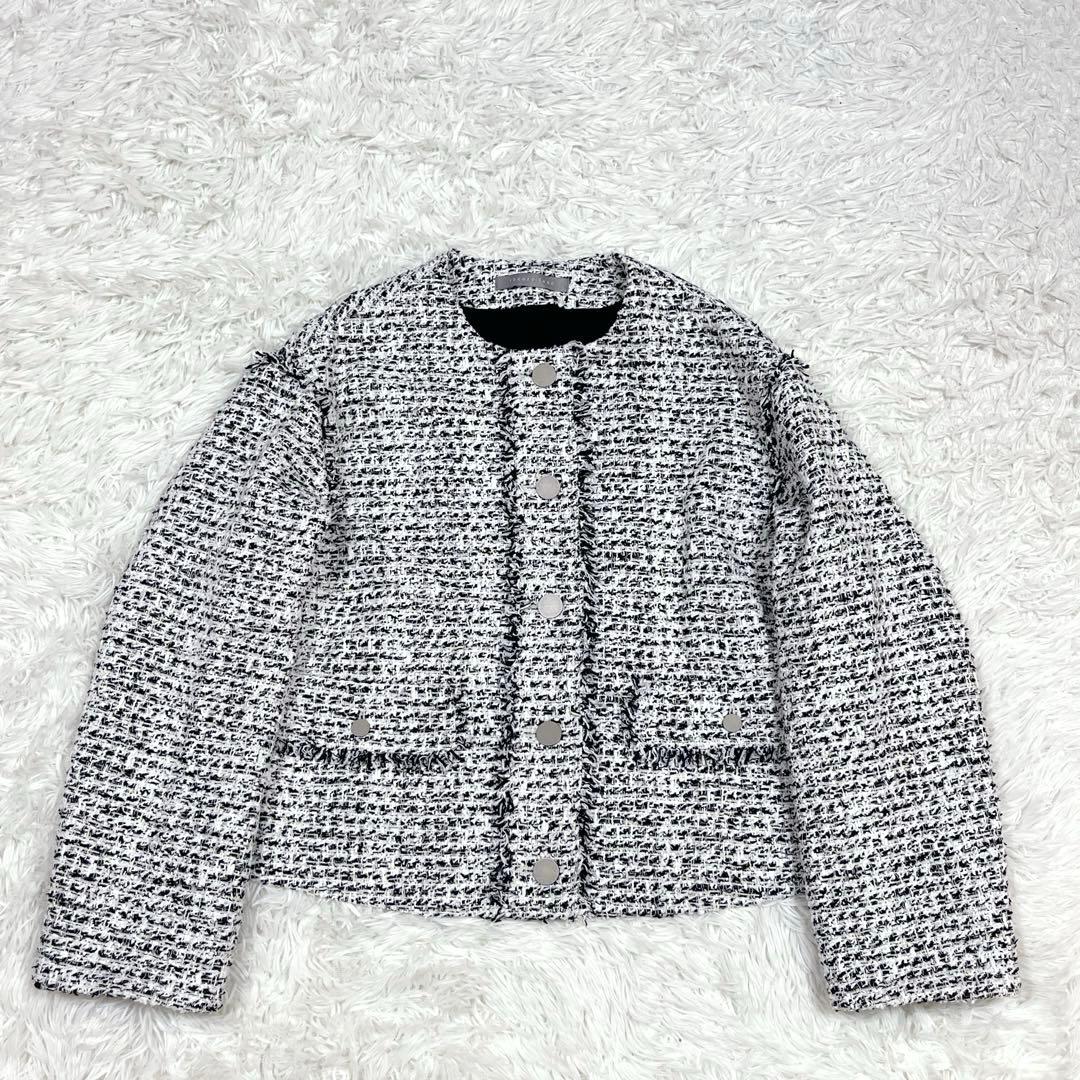 美品✨2025SS セオリーリュクス ツイードノーカラージャケット サイズ38