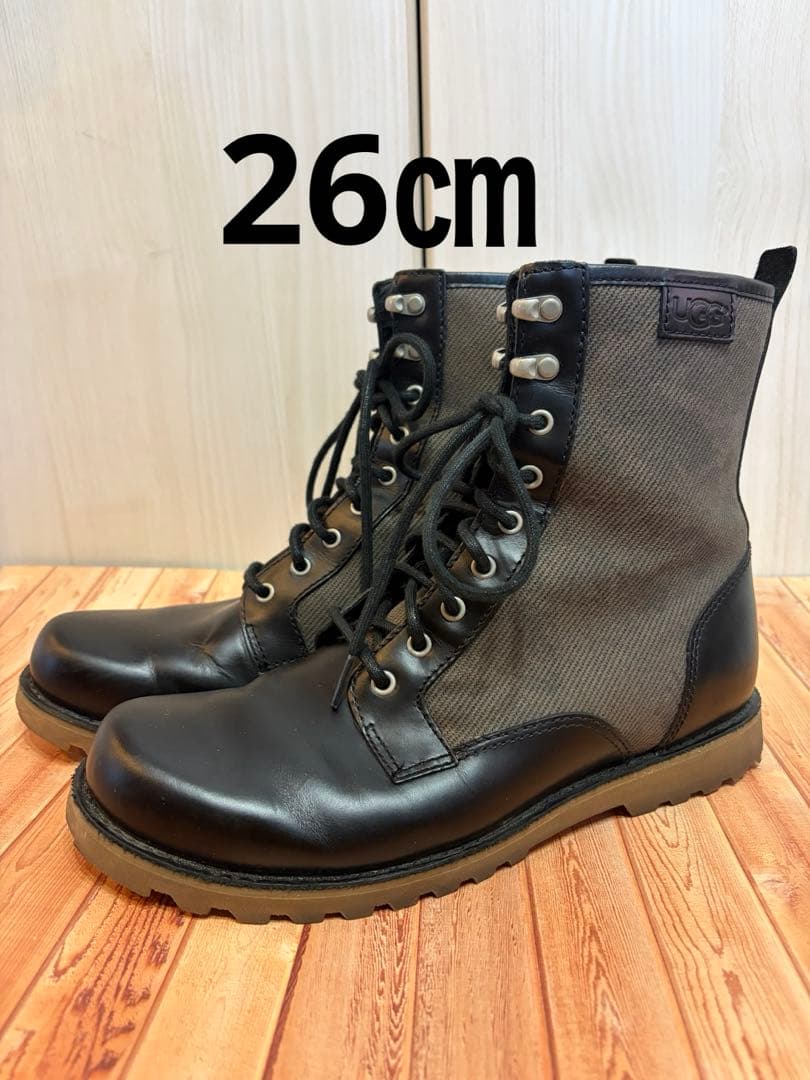 UGG メンズレザー キャンバス ブーツ