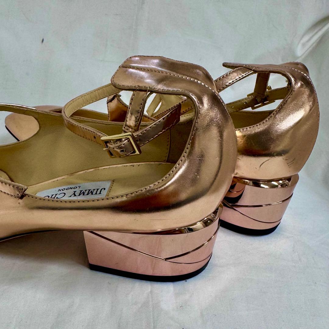 JIMMY CHOO メタリックローズゴールド フラットシューズ39.5イタリー