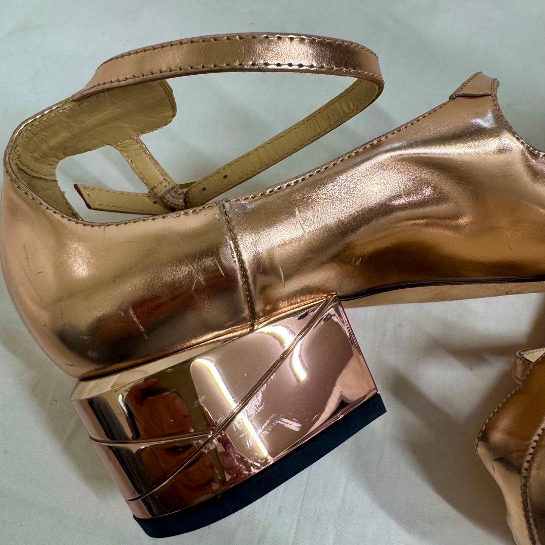 JIMMY CHOO メタリックローズゴールド フラットシューズ39.5イタリー