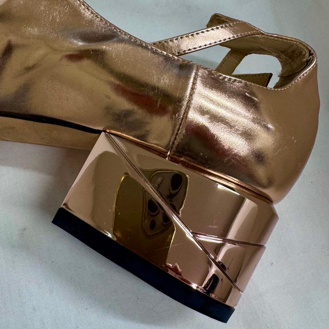 JIMMY CHOO メタリックローズゴールド フラットシューズ39.5イタリー