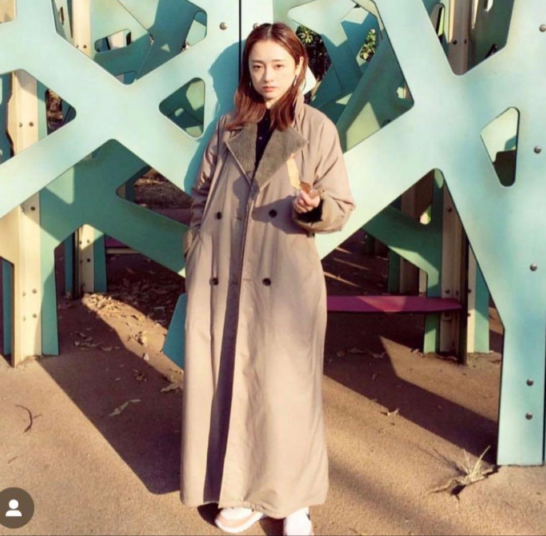 E*o様 美品CLANE 安達祐実さん着リバーシブルミリタリーロングコート1モカ