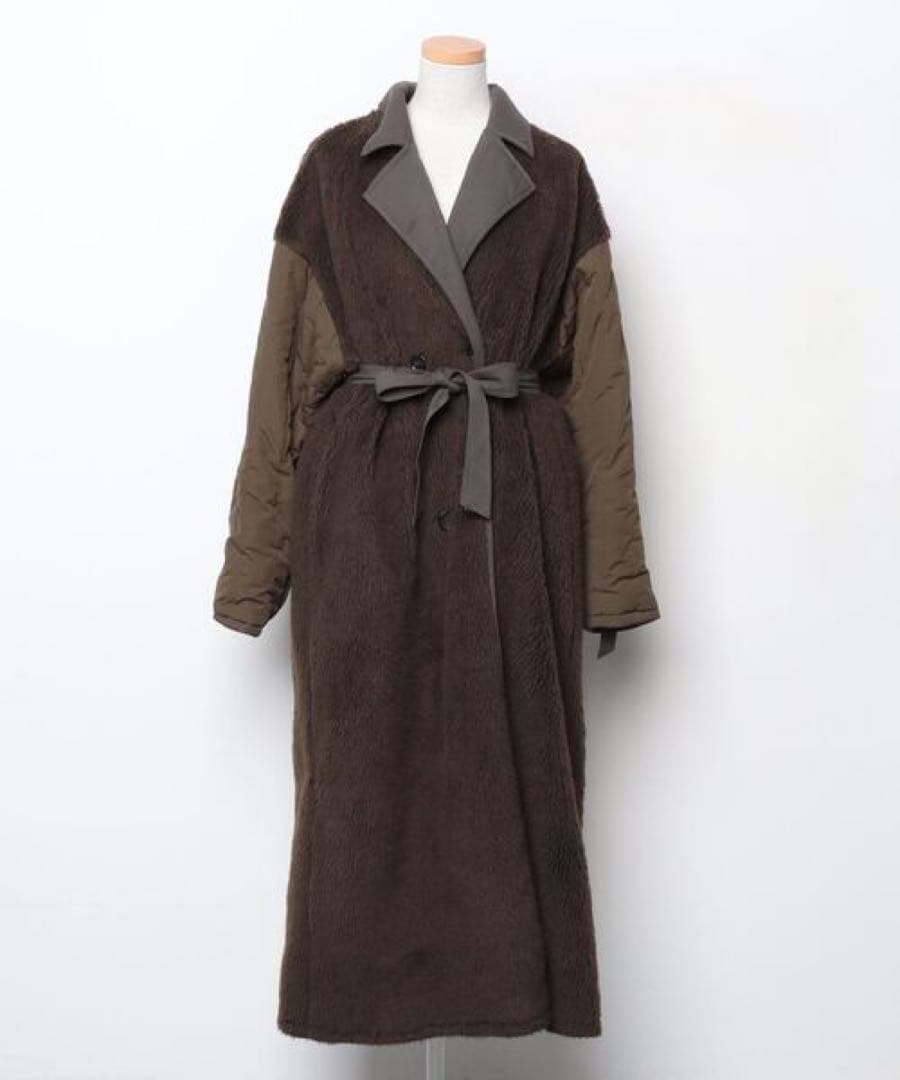 E*o様 美品CLANE 安達祐実さん着リバーシブルミリタリーロングコート1モカ