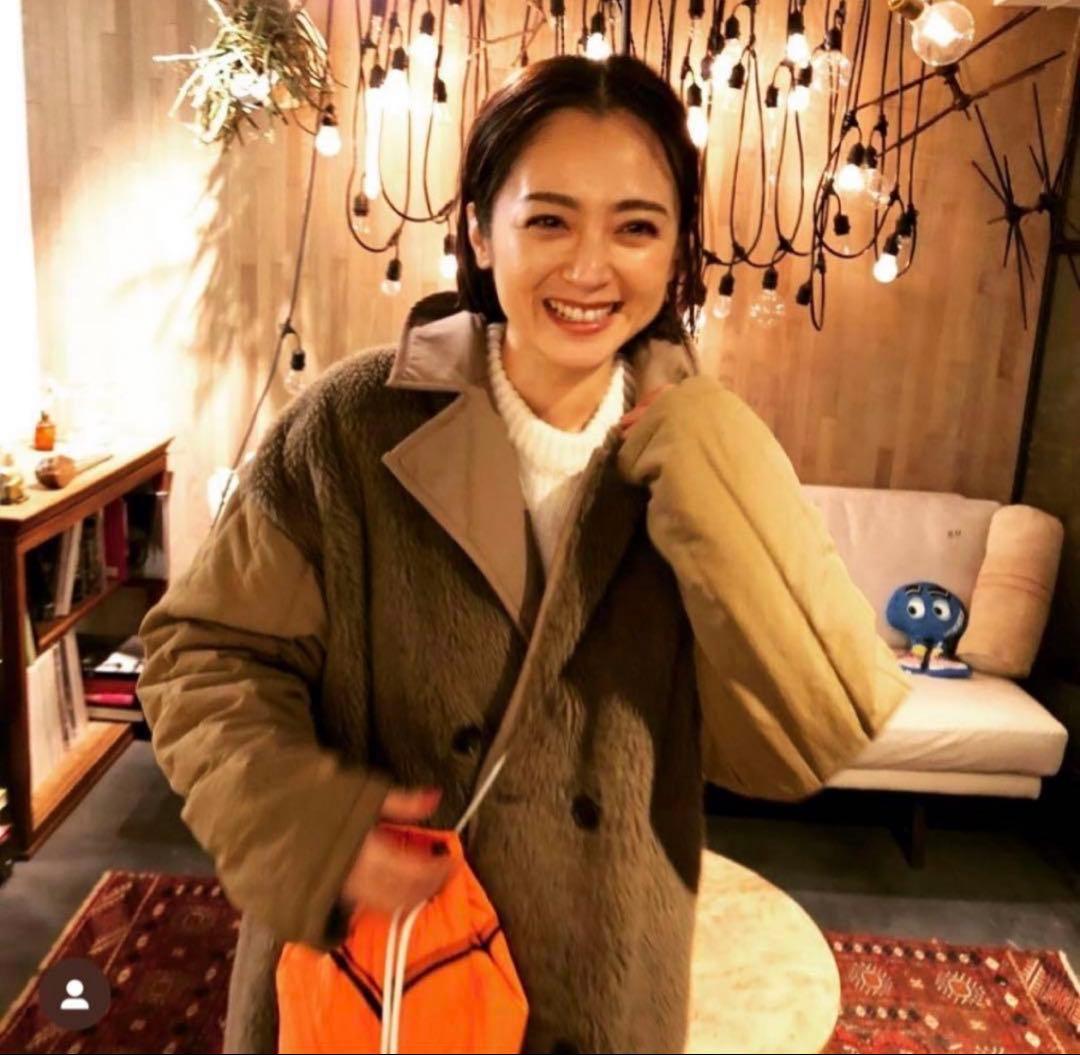 E*o様 美品CLANE 安達祐実さん着リバーシブルミリタリーロングコート1モカ