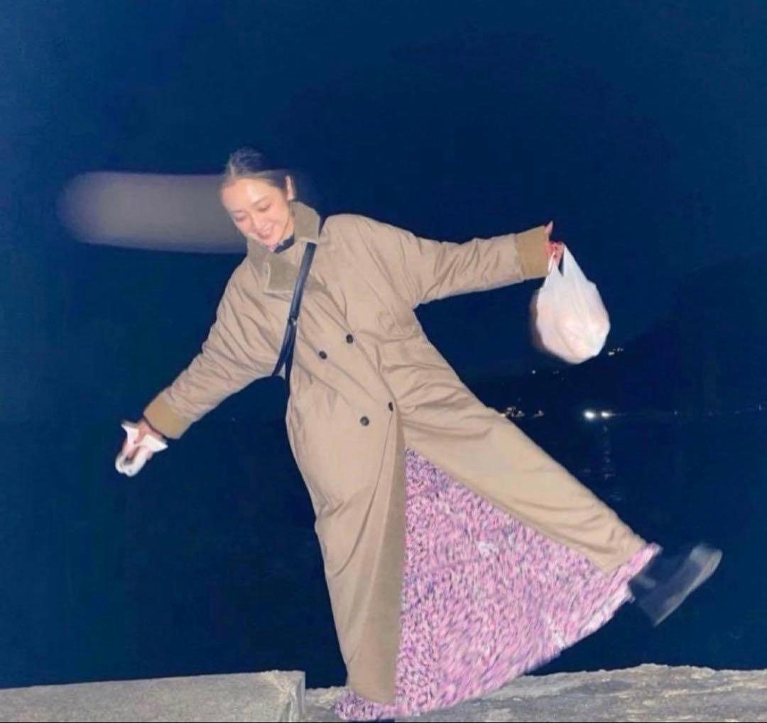 E*o様 美品CLANE 安達祐実さん着リバーシブルミリタリーロングコート1モカ