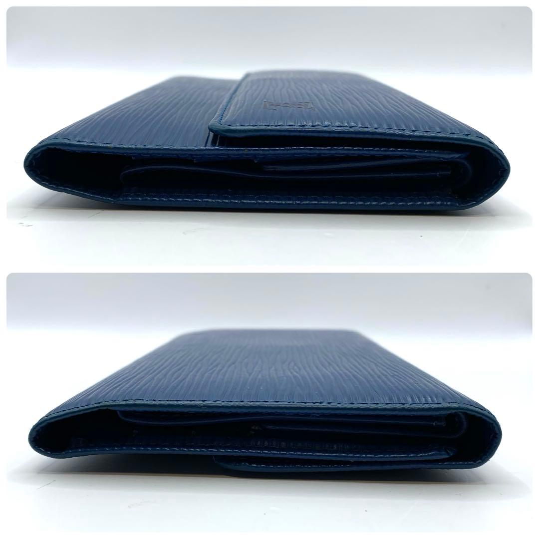 ルイヴィトン 長財布 インターナショナル エピ 三つ折り財布 ブルー 青 レザー