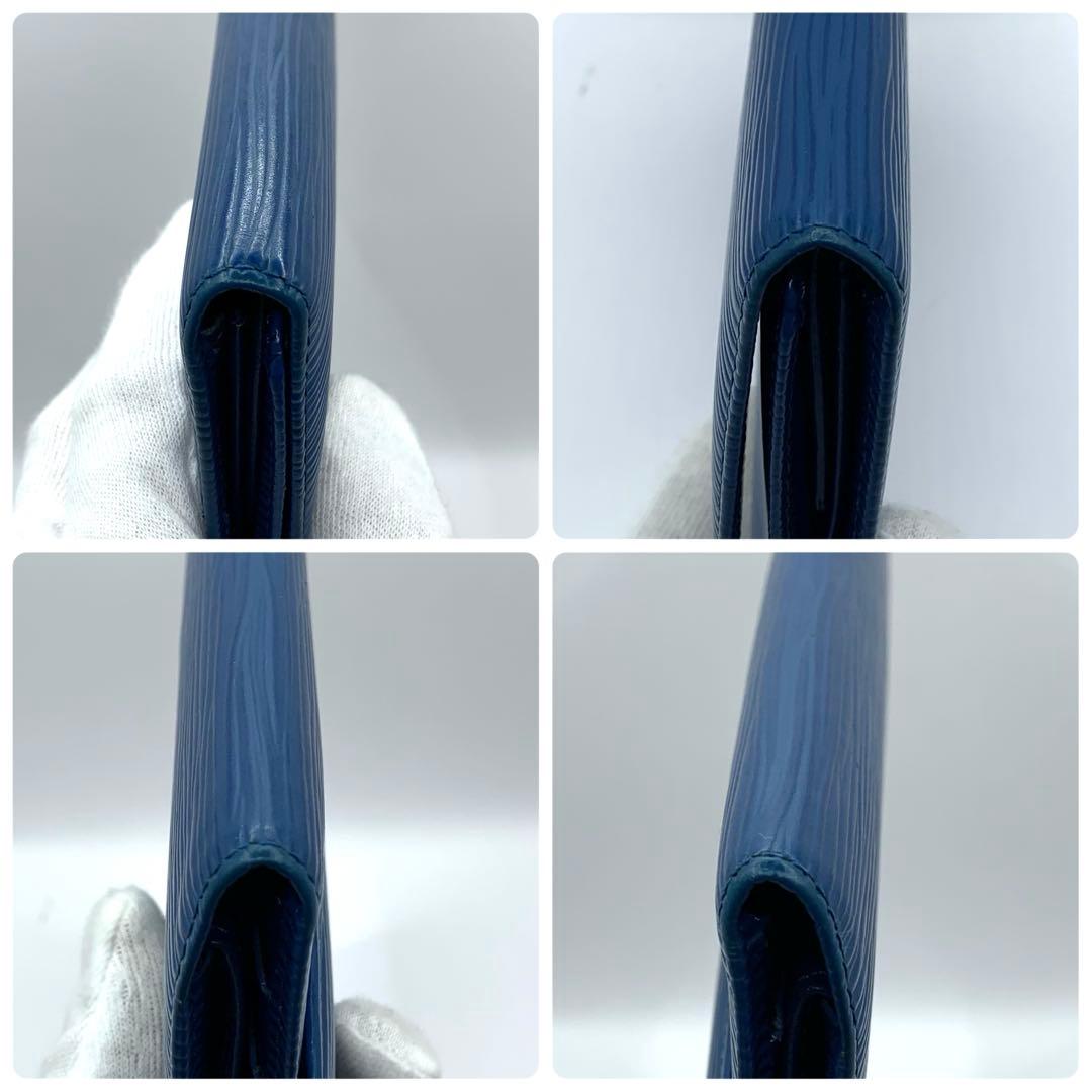 ルイヴィトン 長財布 インターナショナル エピ 三つ折り財布 ブルー 青 レザー