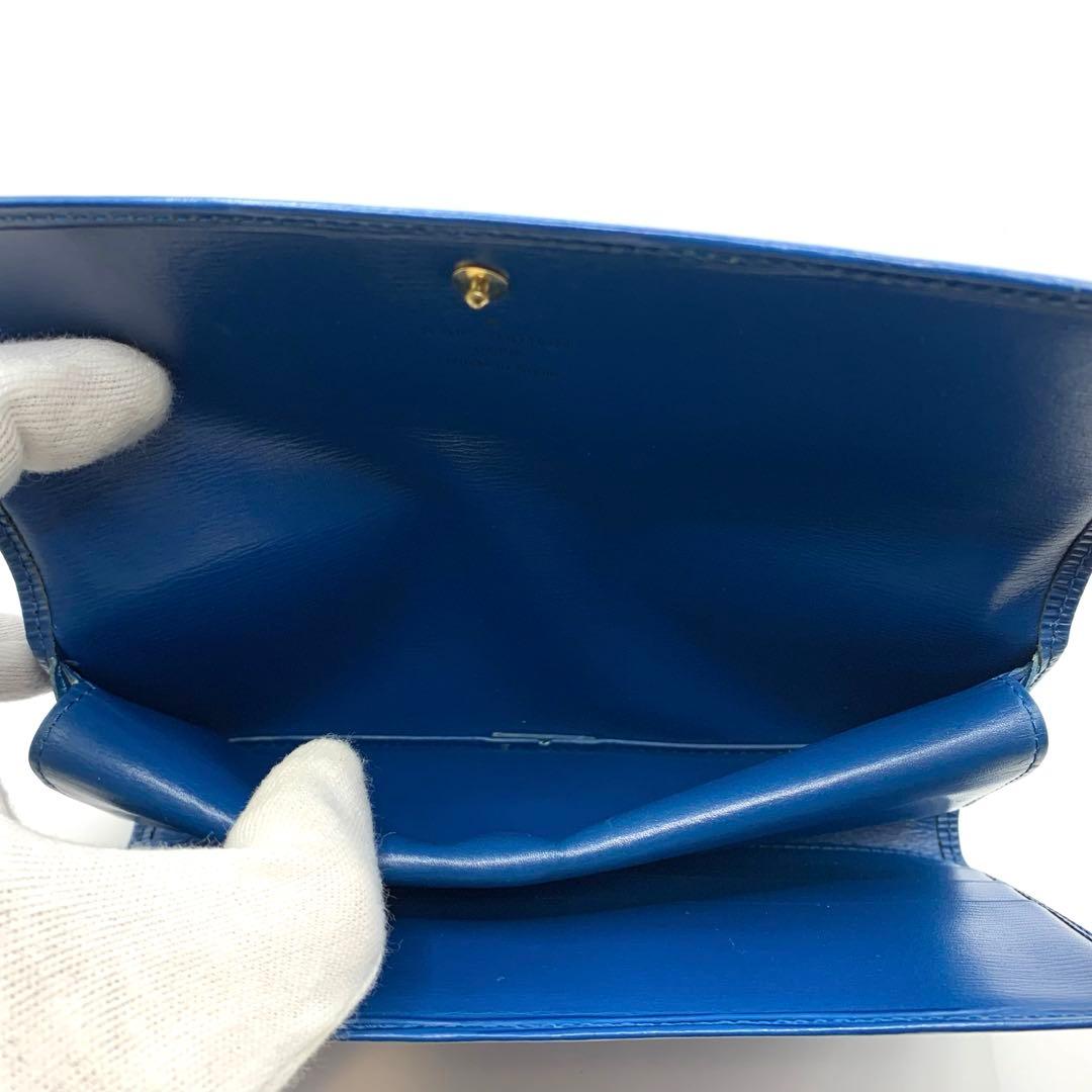 ルイヴィトン 長財布 インターナショナル エピ 三つ折り財布 ブルー 青 レザー