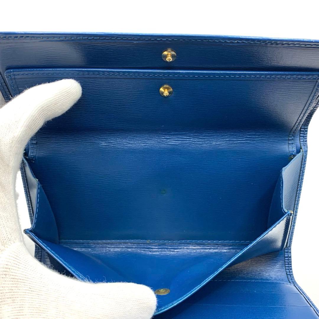 ルイヴィトン 長財布 インターナショナル エピ 三つ折り財布 ブルー 青 レザー