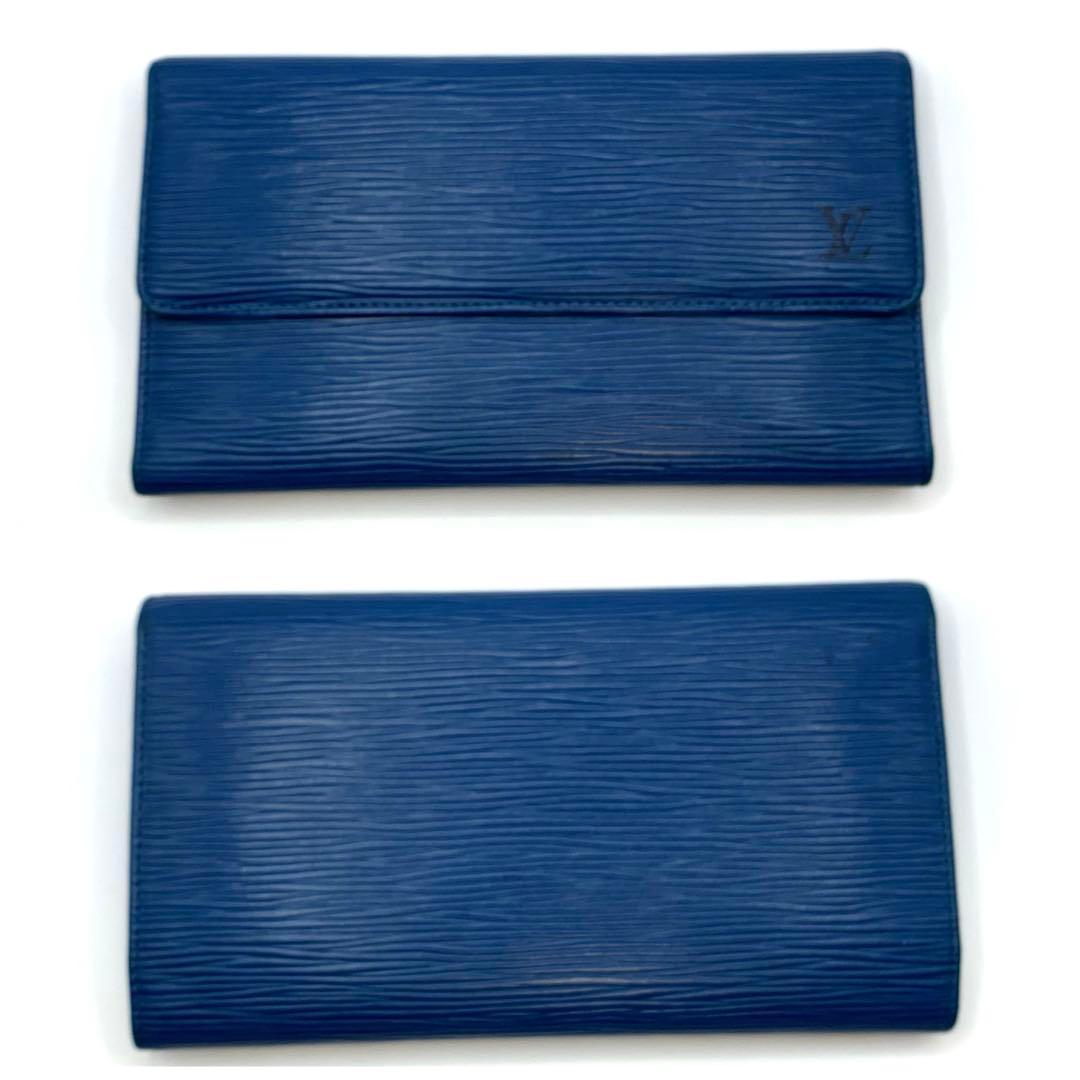 ルイヴィトン 長財布 インターナショナル エピ 三つ折り財布 ブルー 青 レザー
