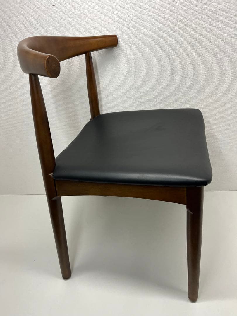 デザイナーズチェア 木製 ダイニングチェア ウッドチェア PU座面 ブラウン