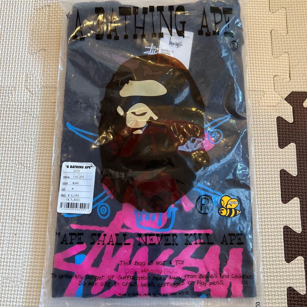 A BATHING APE×stussyコラボTシャツ ブラックM