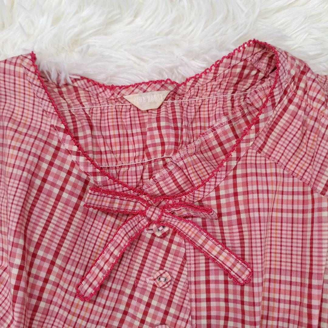 ピンクハウス　ギンガムチェック マキシワンピース　ピコフリル　ピンク