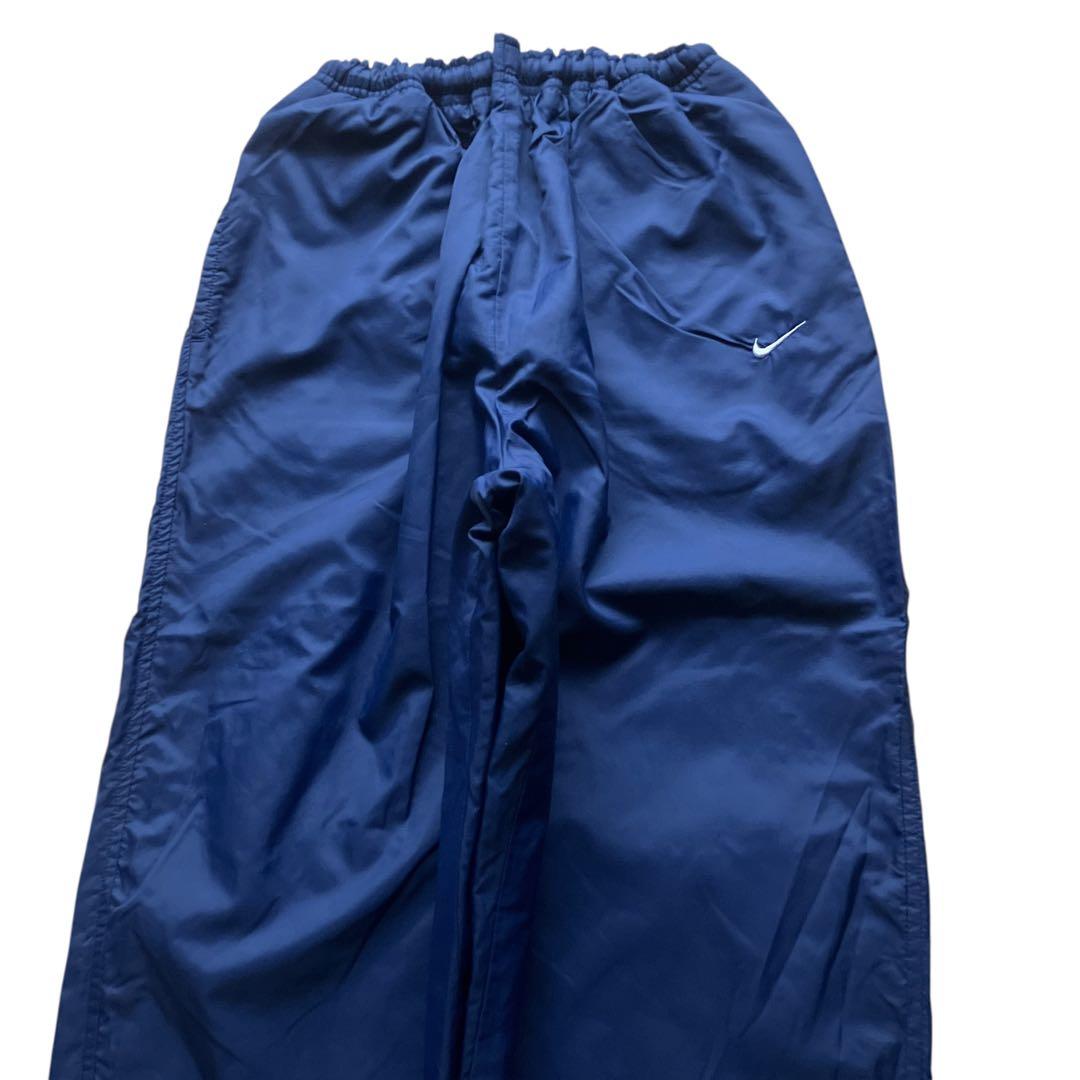 90s OLD NIKE ワイドナイロントラックパンツ 裏地付き ネイビー