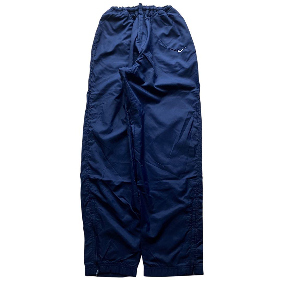 90s OLD NIKE ワイドナイロントラックパンツ 裏地付き ネイビー