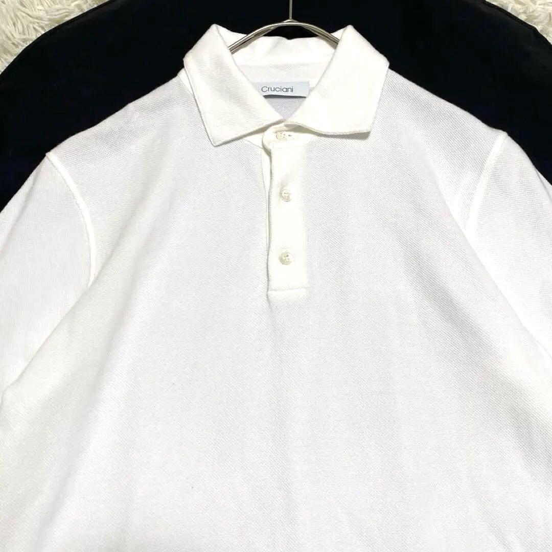 【極美品✨】クルチアーニ 鹿の子 半袖 ポロシャツ 白 Lサイズ相当