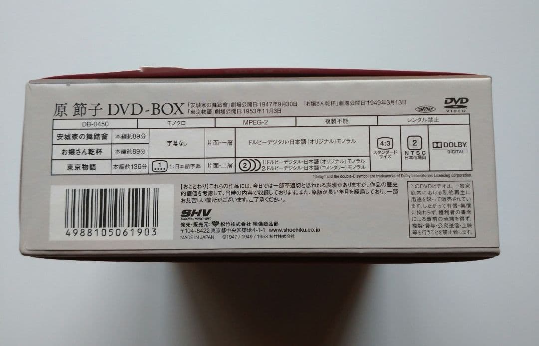松竹女王王国 原節子 代表作 3枚入り DVD-BOX 廃盤品
