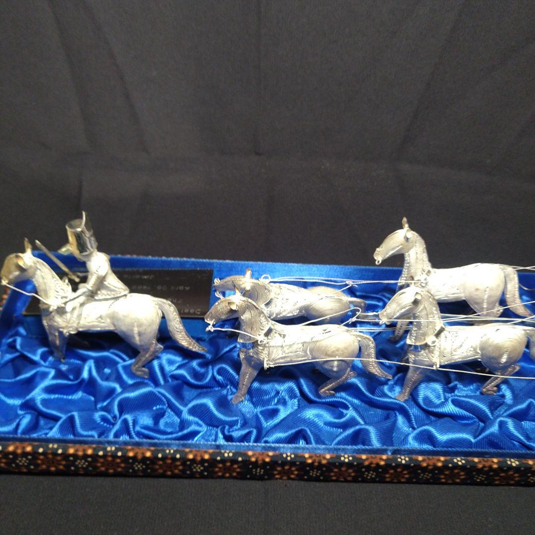 銀製　馬車　置物　925