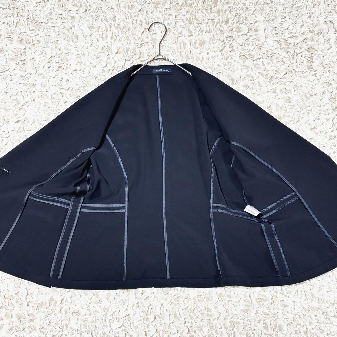 美品 ニューヨーカー スーツ スカート 上下 伸縮性 洗える ネイビー 2XL