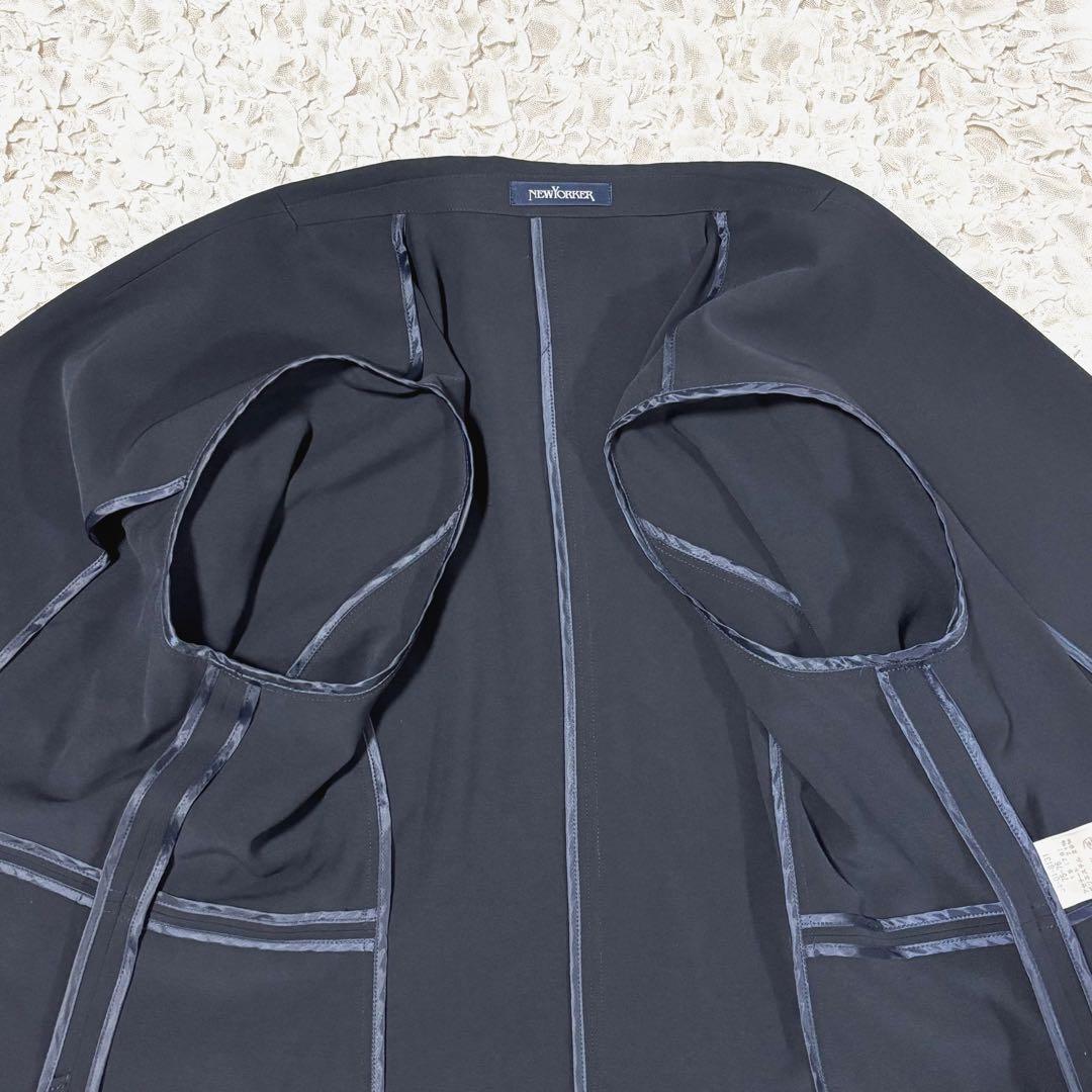 美品 ニューヨーカー スーツ スカート 上下 伸縮性 洗える ネイビー 2XL