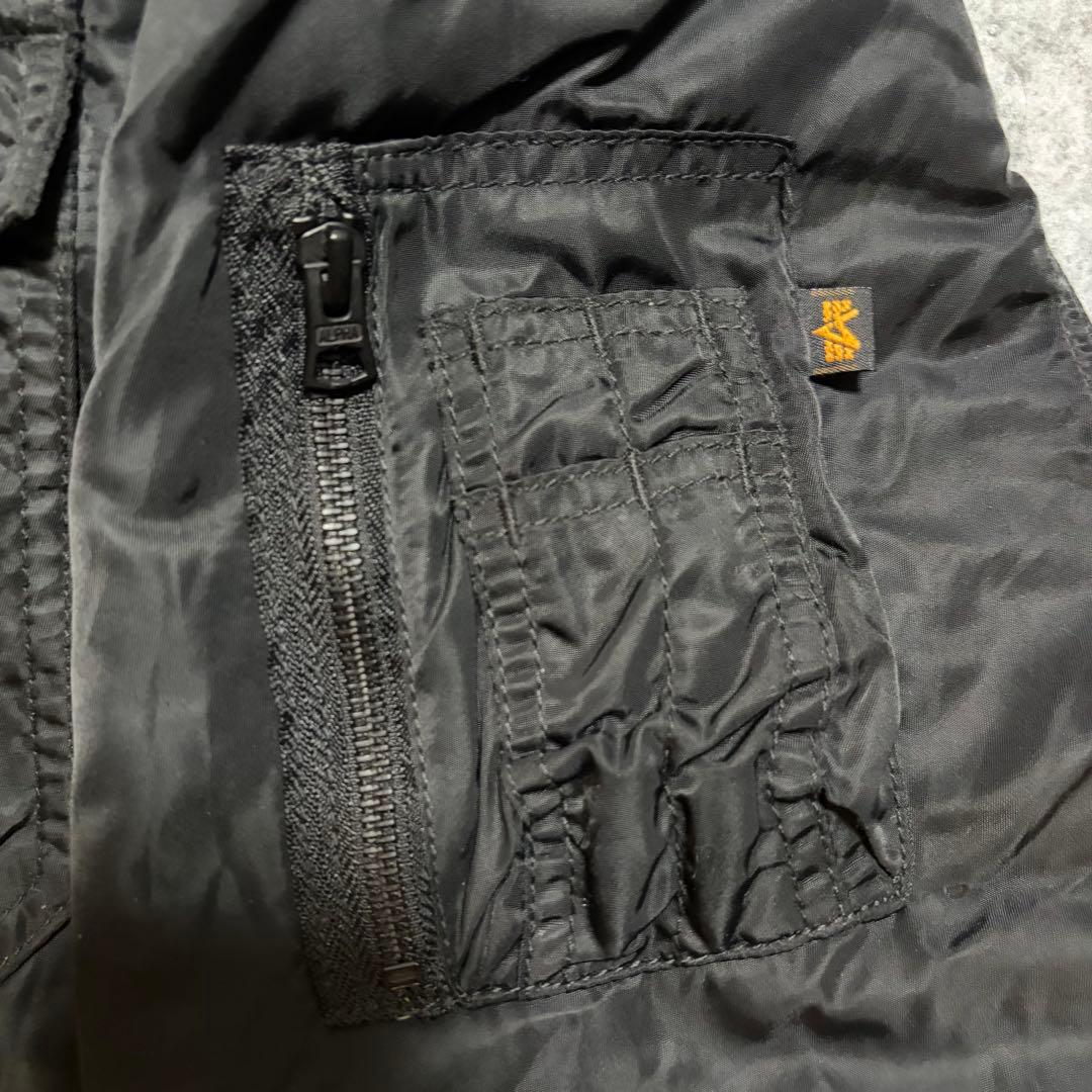 4XL ALPHA フーデッドリブジャケット　ブラック　フード取り外し可