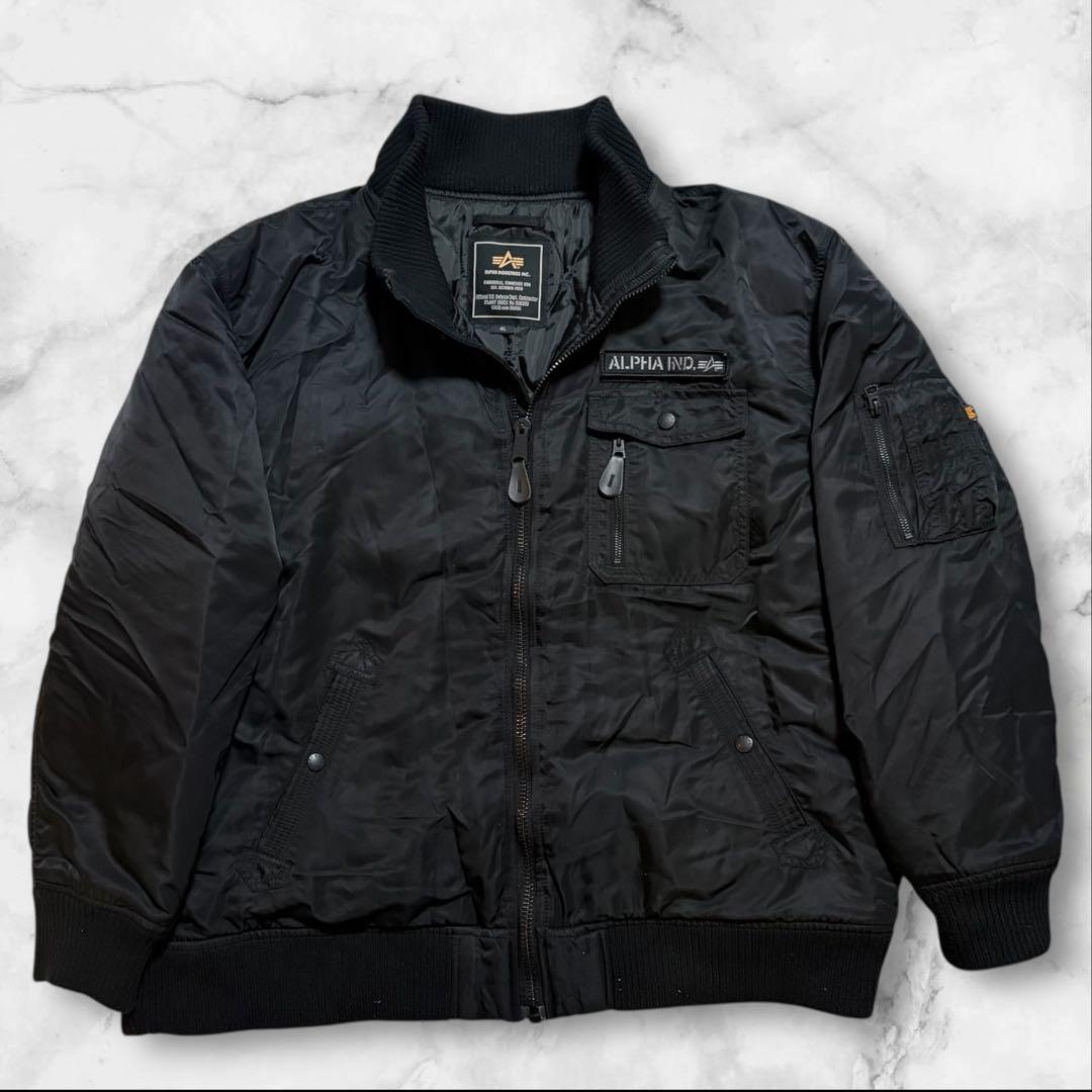 4XL ALPHA フーデッドリブジャケット　ブラック　フード取り外し可