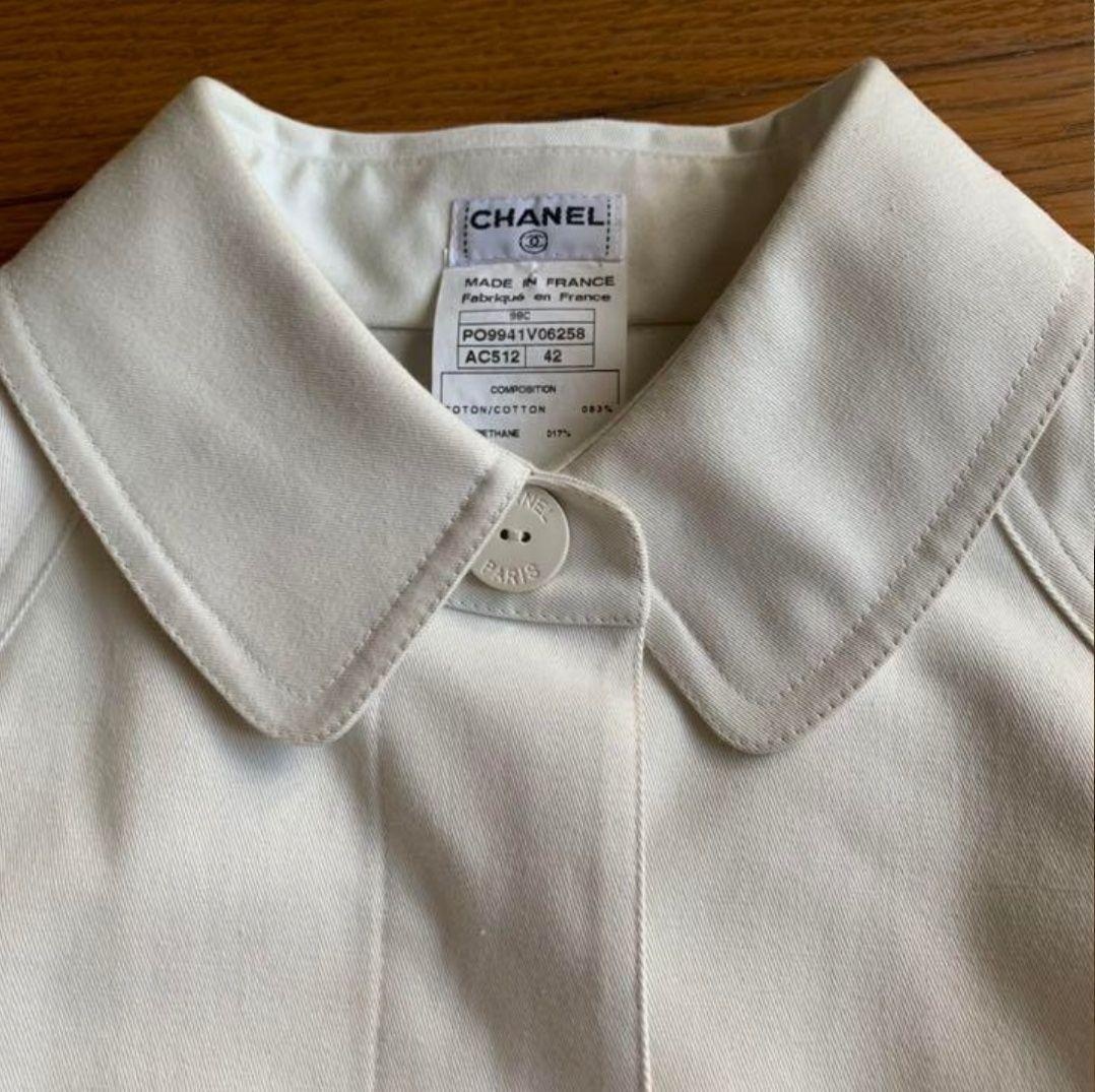 91 CHANEL シャネル　Aライン　ロングコート　42 白